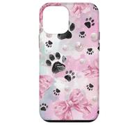 Pastel Pink Pretty Coquette Watercolor Bow Pet Cat Dog Paw Case for iPhone 12 mini