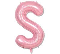 Pastel Pink S Letter Balloon, 40 Inch Alphabet Foil Light Pink Balloons, Large Self Inflating Balloon Letter S, Baby Pink Helium Custom Letter Balloon for Girls Birthday Party Baby Shower Decoration