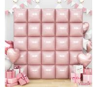 Pastel Pink Square Foil Balloons Wall, Double Sided Cream Light Baby Pink Balloons Tunnel Arch Kit Backdrop for Baby Shower Girls Birthday Bridal Princess Bachelorette Wedding Party Decorations