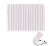 Pastel Pink Stripes Mirror, 1X/2X Rectangular Foldable Mirror, Pu Leather Portable Mini Essentials for Handbag Mirrors, Handbag Accessories Small Mirrors, Teenage Girls Gifts, Gifts for Teenage Girls