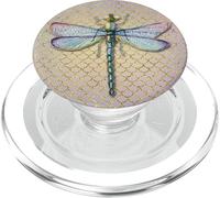 Pastel Pinks and Purples Dragonfly on Pink Background - PopSockets PopGrip for MagSafe