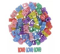 Pastel Plastic Novelty Love Bead Mix - DIY Craft Loose Beads Bracelets Necklaces - 50 Grams
