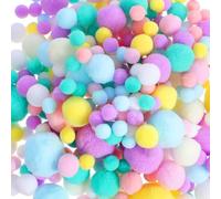 Pastel Pom Poms, 300PCS Small Pom Poms for Crafts Making Assorted Sizes 10mm-20mm High-Elastic Mini Pom-Poms Balls for Thanksgiving DIY Arts and Craft Making Winter Christmas Decorations, Multi Colors