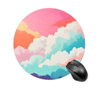 Pastel Pop Art Clouds Mousepad Round Computer Mousepad Waterproof Gaming Mousepads with Non-Slip Rubber Base Mousepads Mousemat for Laptop Office 20 CM