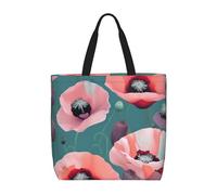 Pastel Poppies Print Fashion With Zip Shoulder Bag Casual Handbag Shopper Bag For Work Travel