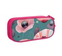 Pastel Poppies Print Pencil Case, Large Capacity Pen Case Bag Pouch Holder Stationery Desk Organizer with Zipper for School & Office Supplies