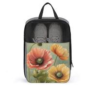 Pastel Poppies Shoe Bag Travel Shoe Organizer Water-Resistant Shoe Pouch with Zipper Sneaker Dust Bag, gray, One Size, Modern