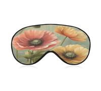 Pastel Poppies Sleeping Mask Sleep Mask for Side Sleeper Relaxing Zero Pressure Night Blindfold Light Block-Out Eye Mask for Sleep with Easy Adjustable Strap