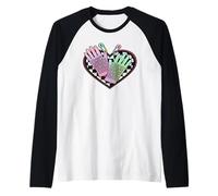 Pastel Punk Fishnet Gloves on Checkered Heart Emo Safety Pin Raglan Baseball Tee