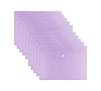 Pastel Purple (25 Pack) Popper Wallets A5 Envelope Plastic Wallets with Snap Button Closure Paperwork a5 Pocket Folders & Files Lightweight Transparent Documents for Home, Office, School and Travel