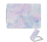 Pastel Purple Blue Watercolour Mirror, 1X/2X Rectangular Pocket Mirror for Women, Pu Leather Portable Mini Make Up Mirrors, Handbag Accessories Small Mirrors, Gifts for Young Women, Uni Gifts