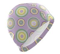 Pastel Purple Circles Swim Cap Waterproof for Unisex Adults Short Hair Waterproof Swim caps for Women Hair Protection and Drag Reduction