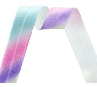 Pastel Rainbow 10 Yard 5/8" 15mm Fold Over Elastic FOE Spandex Band Hair Tie Headband Lace Trim Sewing Underwear