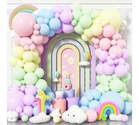 Pastel Rainbow Balloons, 120 Pcs Assorted Color Party Latex Balloon Arch Garland Kit with Different Sizes 18/12/10/5 Inch Colorful Candy Macaron Balloons for Girl kids Birthday Baby Shower Party Deco