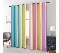 Pastel Rainbow Blackout Curtains, 54 Drop, Ombre Striped Colorful Gradient Printed Curtains for Living Room, Bedroom, Eyelet Drapes for Window Home Decor, 46x54 Inch 2 Panels Aah-111