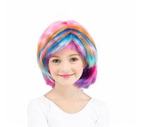 Pastel Rainbow Bob Wig for Child Gril Women, Multi-color Bob Colorful Cute Wigs for Fairy Tale Cosplay Anime Halloween School Role Play Christmas
