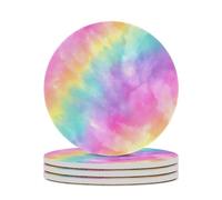 Pastel Rainbow Colors Tie-dye Pattern Coasters Set of 4 Absorbent Coasters