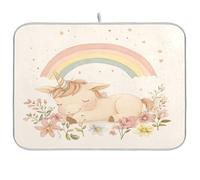 Pastel Rainbow Dreamy unicorns drying dish mat counter mats for kitchen drain matt absorbent kitchen mat dish mats for drying dishes large 18 x 24