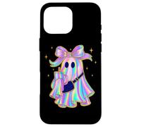 Pastel Rainbow Ghost With Bow Halloween Style Case for iPhone 16 Pro Max
