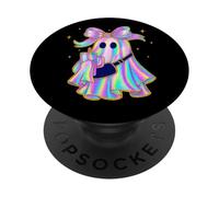 Pastel Rainbow Ghost With Bow Halloween Style PopSockets Adhesive PopGrip