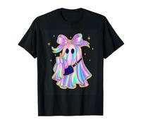 Pastel Rainbow Ghost With Bow Halloween Style T-Shirt