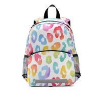 Pastel Rainbow Leopard Spots Print on A White Background Watercolour Vector Pattern Kids Backpack for Toddlers, Kid's Backpack for Boys Girls, Kindergarten Preschool Nursery Travel Bag