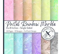 Pastel Rainbow Marble Scrapbook Paper: 8 x 8 inches Single Sided Paper Prints 24 Pages for Scrapbooking, Origami, Decoupage, Photo Albums, Junk Journal, Collaging, Cardmaking, and Paper Craft Supplies