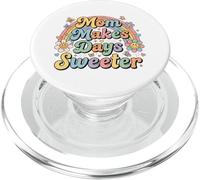 Pastel Rainbow Mom Makes Days Sweeter Floral Typography PopSockets PopGrip for MagSafe