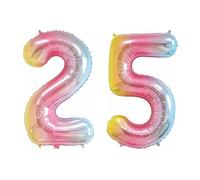 Pastel Rainbow Number 25 - Large Helium Foil Balloon - Birthday Party Wedding Anniversary Decoration - 101cm