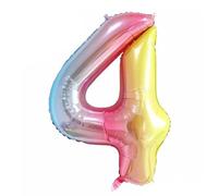 Pastel Rainbow Number 4 - Large Helium Foil Balloon - Birthday Party Wedding Anniversary Decoration - 101cm