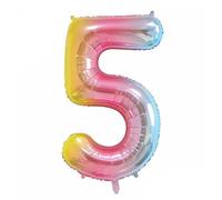 Pastel Rainbow Number 5 - Large Helium Foil Balloon - Birthday Party Wedding Anniversary Decoration - 101cm (2 Pack)