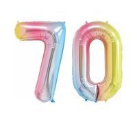 Pastel Rainbow Number 70 - Large Helium Foil Balloon - Birthday Party Wedding Anniversary Decoration - 101cm