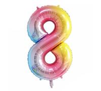 Pastel Rainbow Number 8 - Large Helium Foil Balloon - Birthday Party Wedding Anniversary Decoration - 101cm