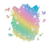 Pastel Rainbow Personalized Jigsaw Puzzles, 141 Pcs Wooden Jigsaw Puzzle Tiger Head Shape Puzzle Gift