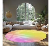 Pastel Rainbow Round Rug for Nursery Kids Room Soft Gradient Carpet in Pink Yellow Green Ombre Cozy Washable Area Rugs Playroom Decor 160cm
