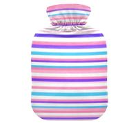 Pastel Rainbow Stripe Hot Water Bottles with Soft Cover Warm Water Heat Bottles for Menstrual Cramps Pain Relief Medium