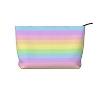 Pastel Rainbow Striped, Cosmetic Bag Corduroy Makeup Bag Portable Travel Toiletry Bag