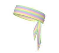 Pastel Rainbow Striped, Head Tie, Sports Headband Tie Back, Multi Sweatband for Men Women