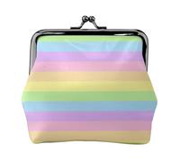 Pastel Rainbow Striped, PU Leather Coin Purse, Small Wallets, Change Pouch with Kiss Lock Clasp Buckle, Change Purse