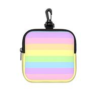 Pastel Rainbow Striped, Square Zipper Storage Bag, Neoprene Coin Purse, Small Wallets, Change Pouch, Change Purse