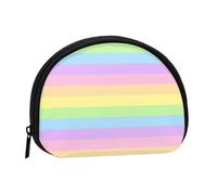 Pastel Rainbow Striped, Women's Storage Bag Shell Makeup Bag Small Coin Purse Shell Change Pouch