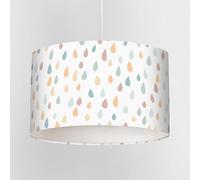 Pastel Raindrops Lampshade - Soft Rainbow Design for Kids - 20cm, 30cm or 40cm Drum - Ceiling Pendant or Lamp Base - Children's Bedroom or Nursery Light Shade