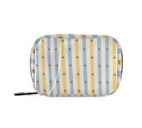 Pastel Retro Single Stripe Yellow Travel Medicine Bag with Detachable Compartments Reusable Travel Pill Box Purse