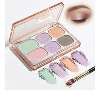 Pastel Ribbon Harmony Eyeshadow Palette - 6 Shade Mint Lavender Pink Makeup Palette with Matte Shimmer Finish Long-Lasting Waterproof Formula Rose Gold Case Mirror Included