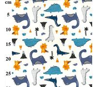 Pastel Rose Fabrics - Dinosaurs animal prints 100% Cotton Poplin Fabric Rose and Hubble - Superior Quality 112cm Wide sold by Metre (Dino Doodle Ivory)