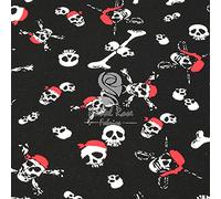 Pastel Rose Fabrics - Halloween Skulls Crossbone 100% Cotton Poplin Kids Fabric - Superior Quality 112cm Wide Sold by Metre (Pirate Skull)