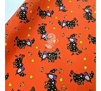 Pastel Rose Fabrics - Halloween Witches Spider Webs 100% Cotton Poplin Kids Fabric - Superior Quality 112cm Wide Sold by Metre (Witches Orange)