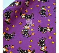 Pastel Rose Fabrics - Halloween Witches Spider Webs 100% Cotton Poplin Kids Fabric - Superior Quality 112cm Wide Sold by Metre (Witches Purple)