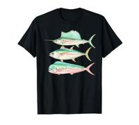 Pastel Sailfish Tuna Mahi-Mahi Watercolor Fish Trio Value Graphic T-Shirt