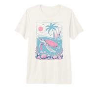 Pastel Sea Turtle Coastal Coquette Beach Summer Surfing Blue Premium T-Shirt